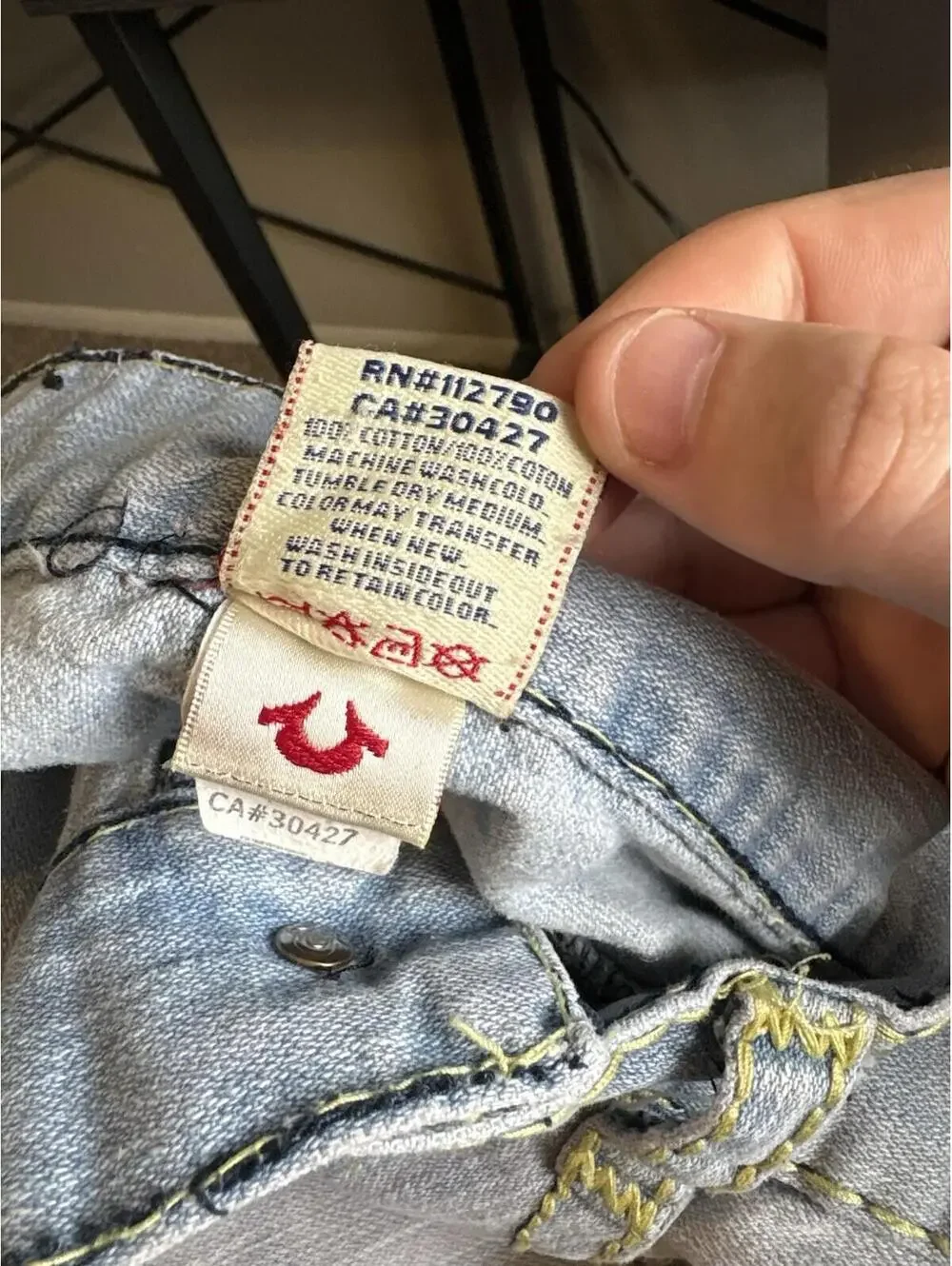 True Religion Billy Super T Denim Jeans Men’s Light Wash Distressed Size 34x30